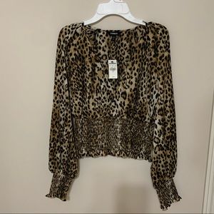 NWT Express Leopard Surplice Top size small